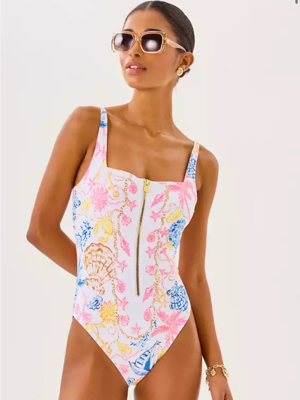 NWT Lilly Pulitzer Emil One-Piece Swimsuit with zipper. Size 16
